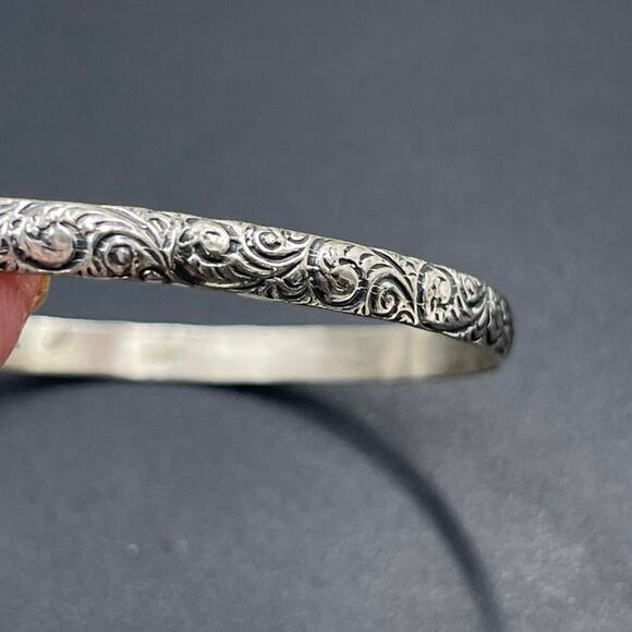 WOMENS ESTATE DECO BEAU STERLING SILVER BANGLE‎ BRACELET 7.5" 9.6 GRAMS ORNATE - Picture 8 of 8